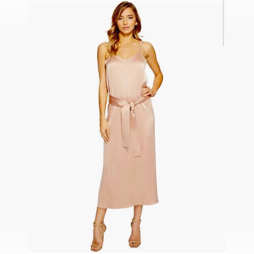 NWT Halston Heritage Satin Cami Slip Dress in Barely Pink retail $295